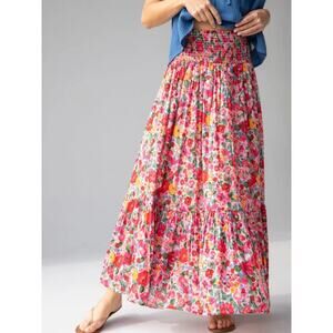 Natural Life Tiered Pleated Floral Skirt Multicolor Womens Size Medium